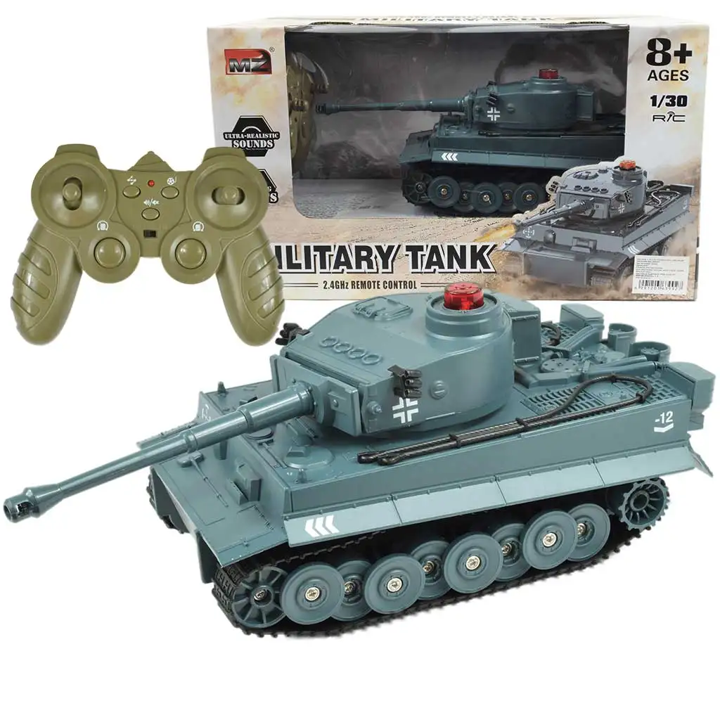 Tanc german Tiger telecomandă RC cu funcții realiste la scară 1/30 2.4GHz 30cm