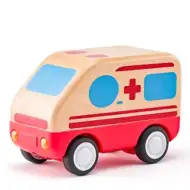 Ambulanță de jucărie din lemn cu lumină și sunet - Woodyland