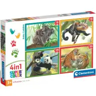 Animale cu puii lor 4 în 1 puzzle de 12, 16, 20 și 24 de piese - Clementoni