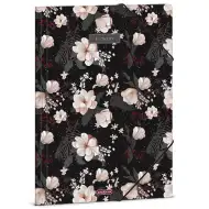Ars Una: Flowery Black mapă cu flori și elastic A/4