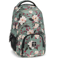 Ars Una: Ghiozdan școlar verde cu flori AU-2 32x46x22cm