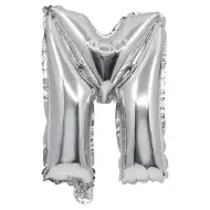 Balon folie în formă de literă, culoare argintie – litera M, 32 cm