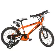 Bicicletă pentru copii R88 16” cu suport pentru bidon și roți ajutătoare, culoare portocaliu-negru – bicicletă Dino Bikes