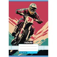 Caiet liniat, tipărit cu capse, clasa a 2-a, format A5, 16-32 file, cu model de motocicletă cross.