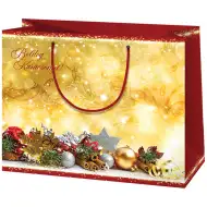 Cardex: „Crăciun fericit!” sac mare de cadou auriu 26x13x33cm