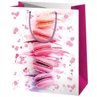 Cardex: Pungă cadou exclusivă de mărime medie cu macarons roz 18x23x10cm