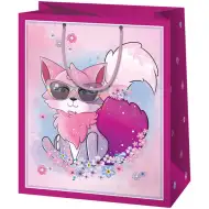 Cardex: Sacoșă cadou medie roz cu vulpiță, 17x10x23cm