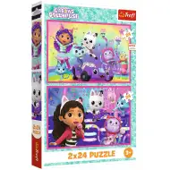 Casă de păpuși Gabi joc cu Gabi puzzle 2x24 piese - Trefl
