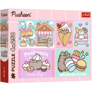 Descoperă pisica Pusheen - set de 4 puzzle-uri de câte 250 de piese - Trefl