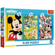 Disney: Echipa lui Mickey Mouse puzzle 3x80 bucăți - Trefl