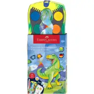 Faber-Castell: Set de acuarele Connector cu 12 culori, palete interconectabile, cu dinozauri