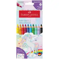 Faber-Castell: Set de creioane colorate Jumbo GRIP cu unicorni, 8+2 bucăți
