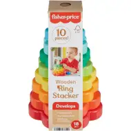 Fisher-Price: Piramidă din lemn cu inele - jucărie educativă - Mattel