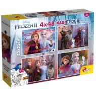 Frozen II 2 în 1 maxi puzzle 4x48 de piese și carte de colorat 35x25cm - Lisciani