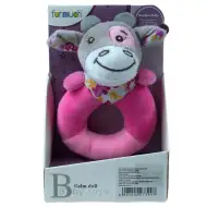 FunMuch: Bebeluș zornăitor din pluș, roz, cu model de vacă