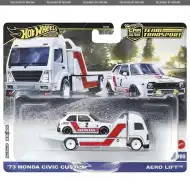 Hot Wheels: Aero Lift transportor auto premium și 73 Honda Civic Custom mașinuță 1/64 - Mattel