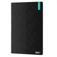ICO: Caiet spiralat Premium Black pentru studenți, format A4, 100 file, pătrățele