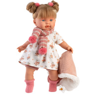 Llorens: Alexandra, păpușă plângătoare de 42 cm cu suzetă, îmbrăcată într-un costum cu animăluțe