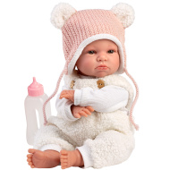 Llorens: Lara, păpușă plângătoare de 38 cm, cu căciuliță cu urechi de ursuleț