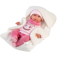 Llorens: Mimi, păpușă de 42 cm care plânge, cu port-bebe alb
