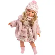Llorens: Păpușa Lucia de 40 cm în rochie cu flori și poșetă