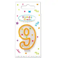 Lumânare aniversară cu buline, numărul 9