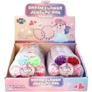 Luna: Mărgele de înșirat în recipient în formă de floare, disponibile în mai multe variante, 1 buc.