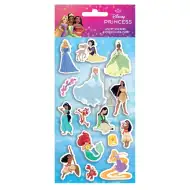 Luna: Set de autocolante 3D pufoase cu Prințese Disney pe coală de 10x22 cm