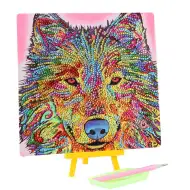 Mozaic cu diamante: Set de pictură cu diamante Lup 20x20 cm