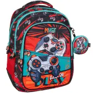 Must... Gamer rucsac școlar cu colțuri rotunjite, cu 3 compartimente, 32x18x43cm
