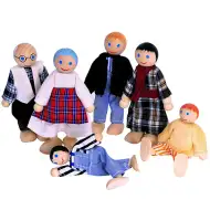 Familie mare set păpuşi din lemn