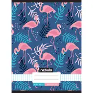 Nebulo: Caiet capsat cu model flamingo pătrățel 87-32 A/4
