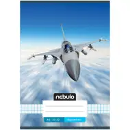 Nebulo: Caiet cu model cu avion de vânătoare capsat, pătrățele, 27-32, format A5