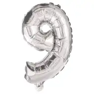 Numeroase baloane din folie argintie – numărul 9, 86 cm