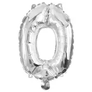 Numeroase baloane din folie de culoare argintie – cifra 0, 32 cm