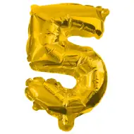 Numeroase baloane din folie de culoare aurie – numărul 5, 86 cm