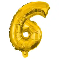 Numeroase baloane din folie de culoare aurie – numărul 6, 86 cm