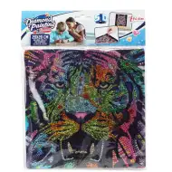 Pictură cu diamante: Set de pictură cu diamante cu tigru, 20x20 cm