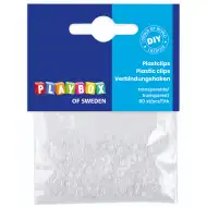 PlayBox: Cleme din plastic transparent pentru bijuterii, set de 60 de bucăți.