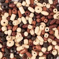 PlayBox: Mărgele din lemn în culori naturale, pachet de 250g