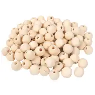 PlayBox: Mărgele din lemn natural de 20mm, pachet de 100 bucăți.