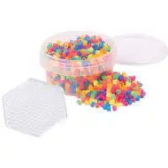 PlayBox: Mărgele neon MIDI de 5 mm termoadezive, set de 1000 bucăți cu placă hexagonală