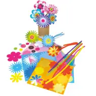 PlayBox: Set pentru crearea florilor din hârtie cu fire de chenille și nasturi