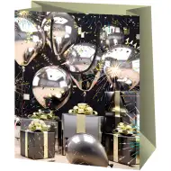 Pungă cadou de mărime medie cu baloane pentru petrecere exclusivă 18x10x23cm