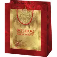 Pungă de cadou exclusivă de dimensiuni normale cu inscripția "Boldog Karácsonyt", 11x6x15cm.