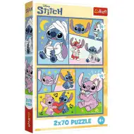 Puzzle 2x70 piese cu Stitch și prietenii - Trefl
