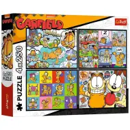 Puzzle Garfield - Aventuri, 4x250 piese - Trefl