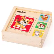 Puzzle mini din lemn cu animale în cutie - Woodyland