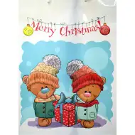 Sacou de cadouri cu ursuleți de Crăciun și inscripția Merry Christmas 32,5x45,5x10cm