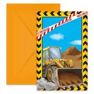 Set de 6 invitații pentru petrecere cu tematică de utilaje